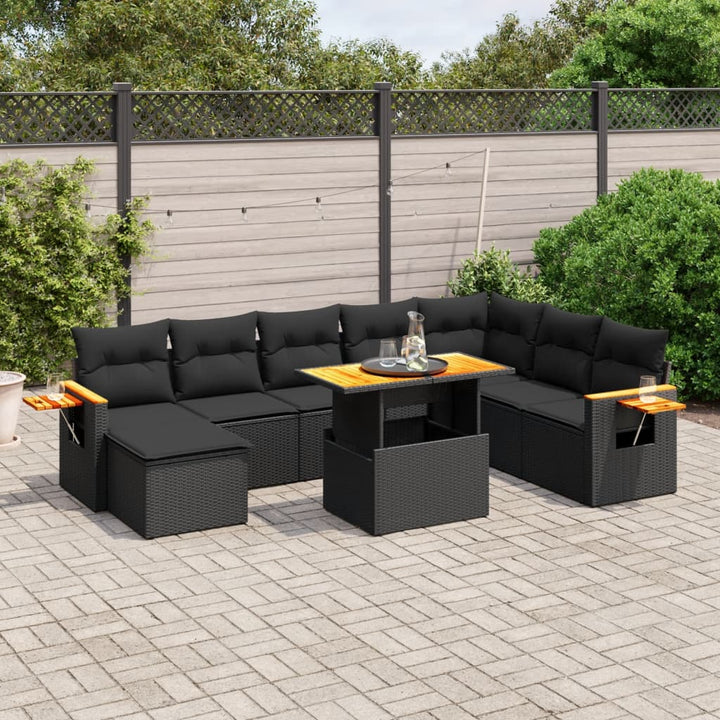 Set Canapele De Grădină, 9 Piese, Cu Perne, , Poliratan
