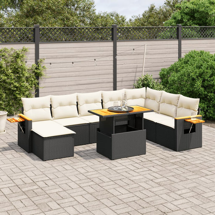 Set Canapele De Grădină, 9 Piese, Cu Perne, , Poliratan