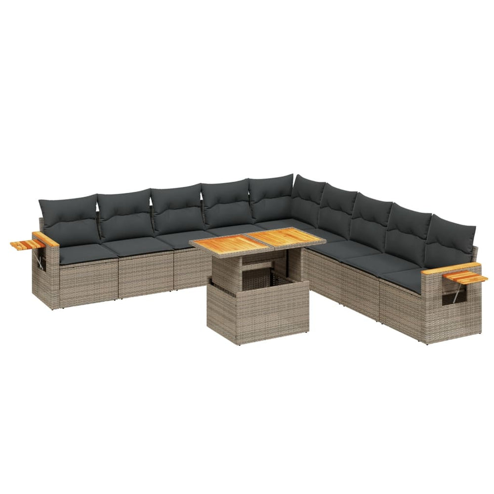 Set Canapele De Grădină Cu Perne, 11 Piese, , Poliratan