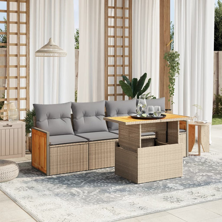 Set Mobilier De Grădină Cu Perne, 5 Piese, Negru, Poliratan