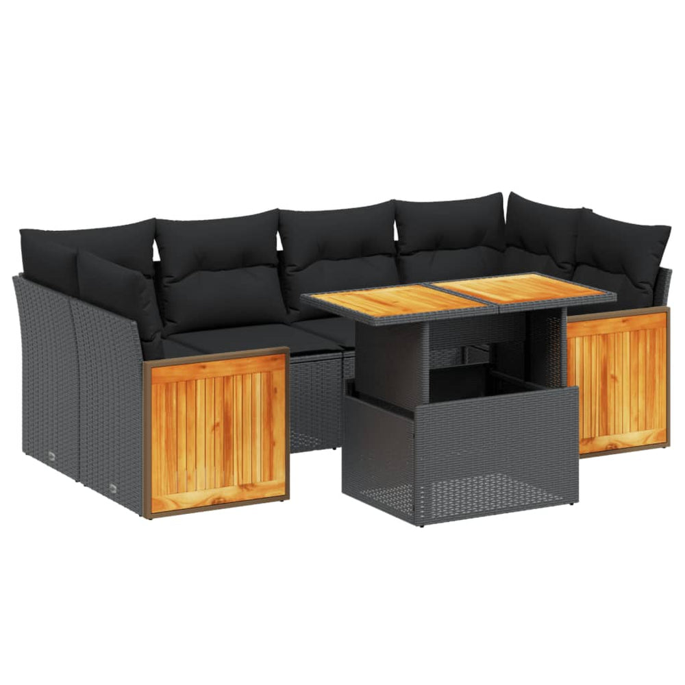 Set Canapele De Grădină Cu Perne, 7 Piese, , Poliratan