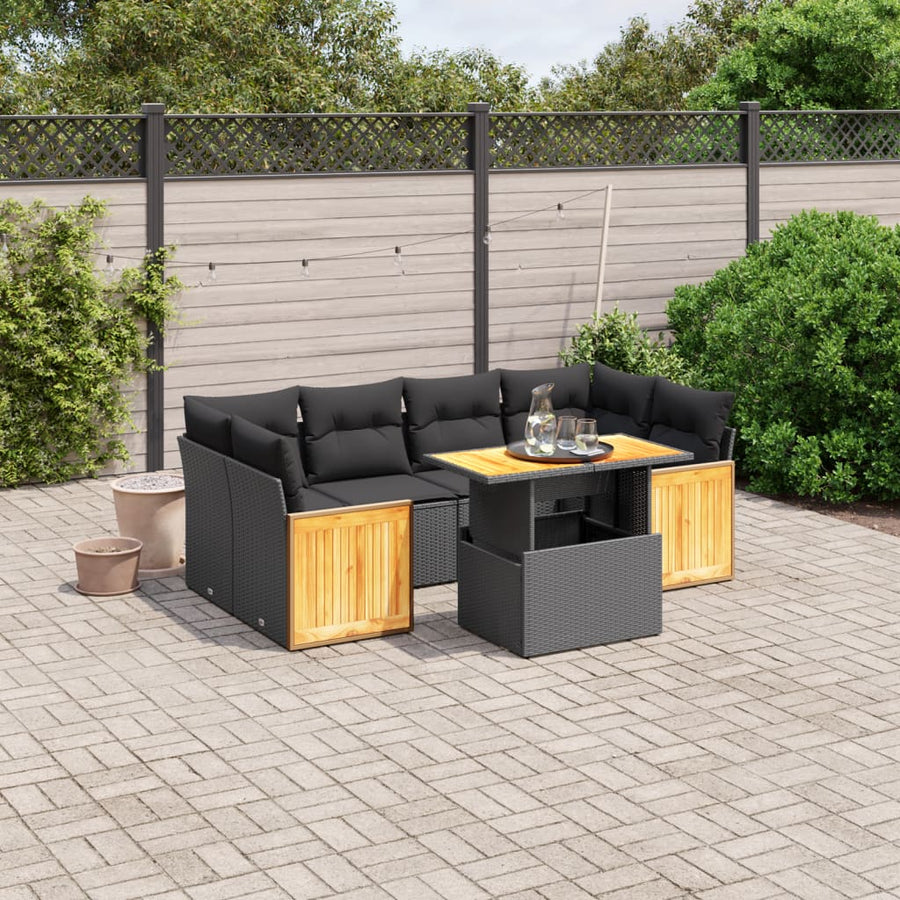 Set Canapele De Grădină Cu Perne, 7 Piese, , Poliratan