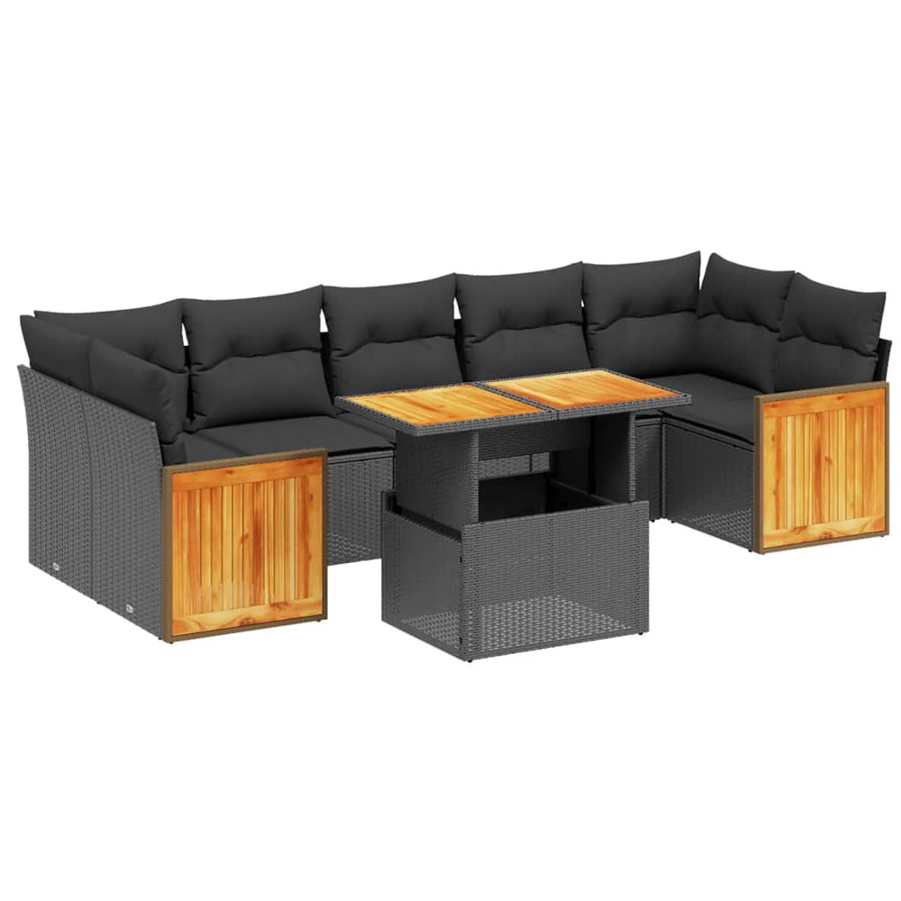 Set Mobilier De Grădină Cu Perne, 8 Piese, , Poliratan