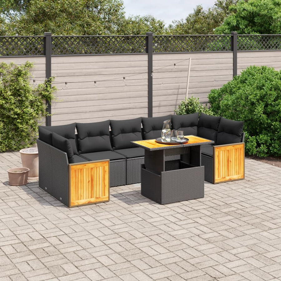Set Mobilier De Grădină Cu Perne, 8 Piese, , Poliratan
