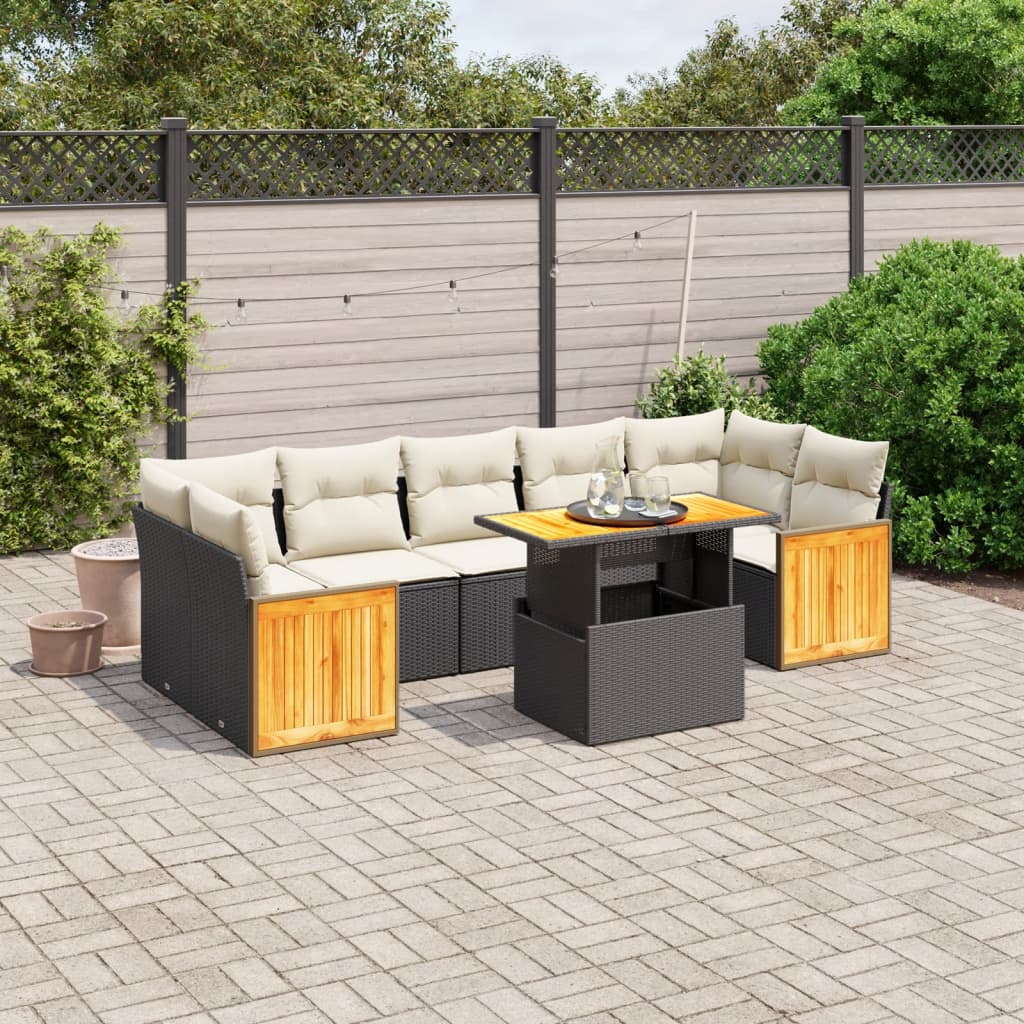 Set Mobilier De Grădină Cu Perne, 8 Piese, , Poliratan