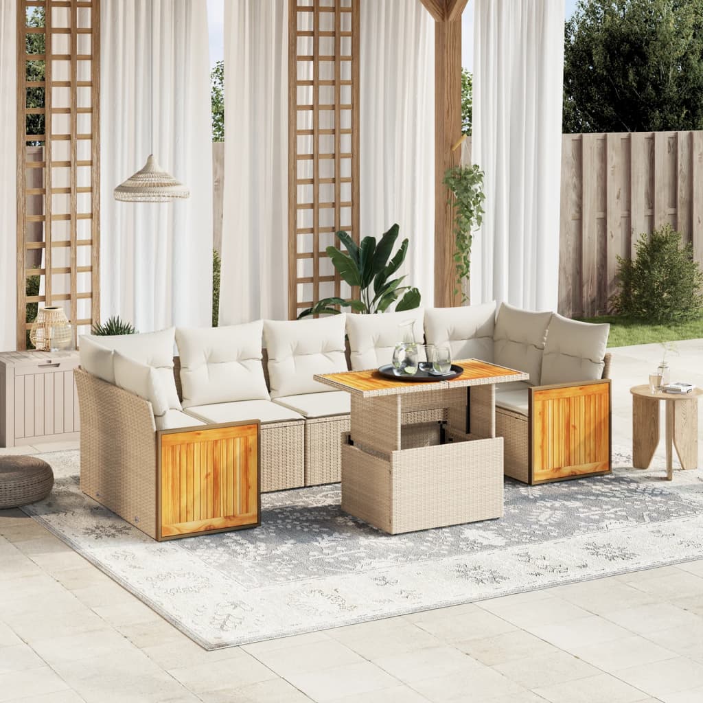 Set Mobilier De Grădină Cu Perne, 8 Piese, , Poliratan