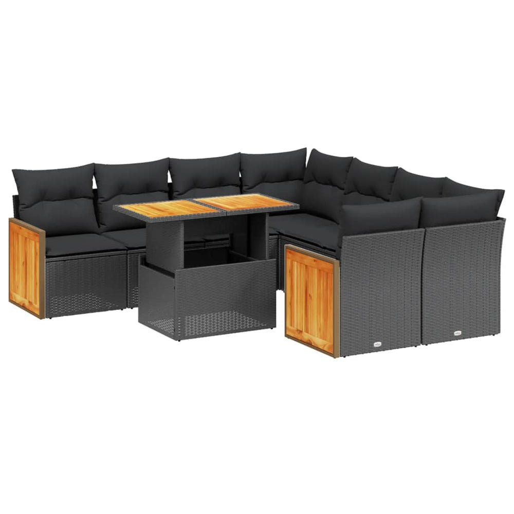 Set Mobilier De Grădină Cu Perne, 9 Piese, , Poliratan