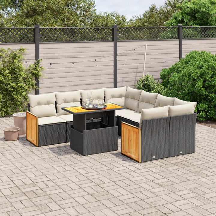 Set Mobilier De Grădină Cu Perne, 9 Piese, , Poliratan