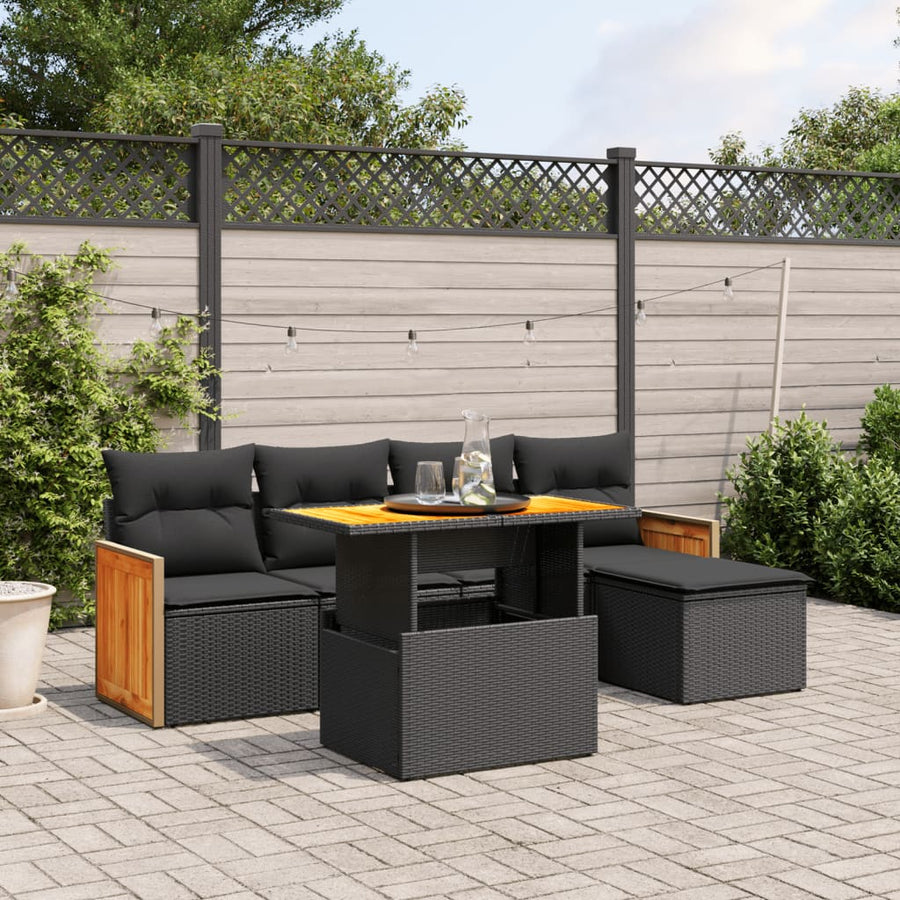 Set Mobilier De Grădină Cu Perne, 6 Piese, , Poliratan