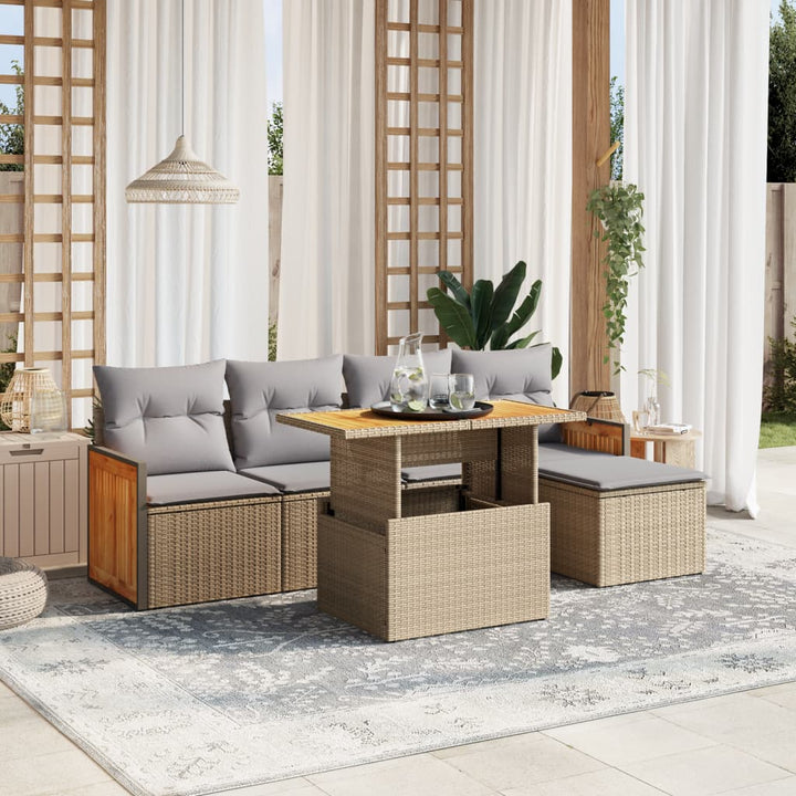 Set Mobilier De Grădină Cu Perne, 6 Piese, , Poliratan
