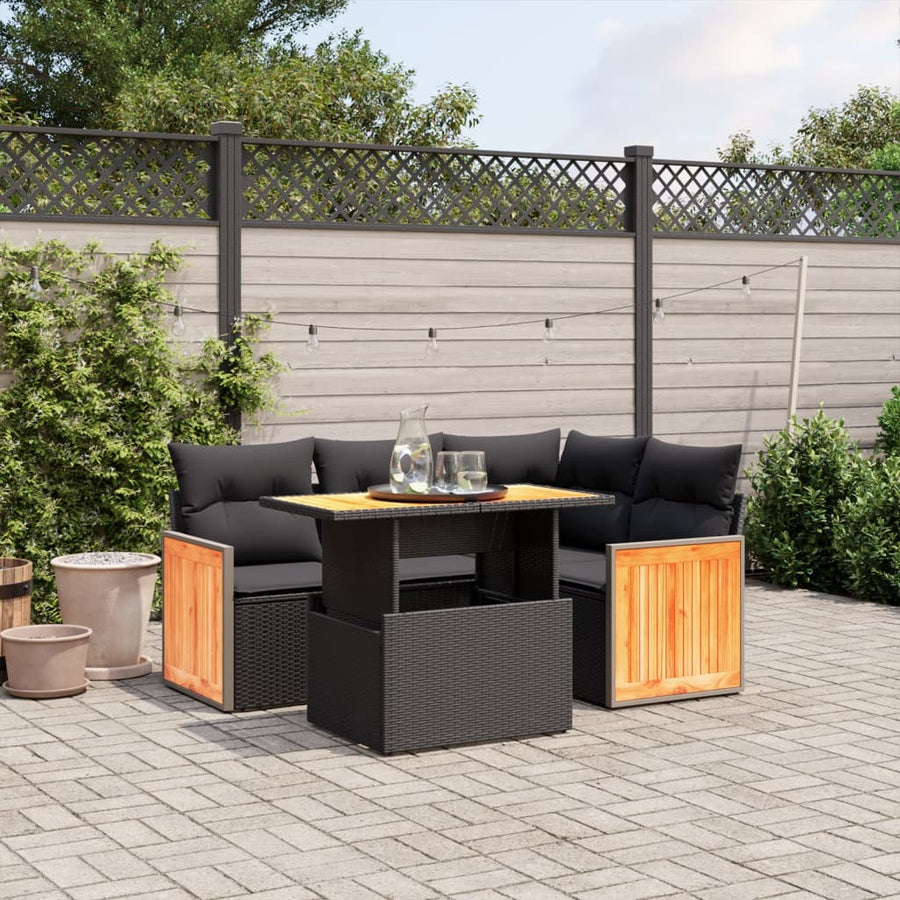 Set Mobilier De Grădină Cu Perne, 5 Piese, , Poliratan
