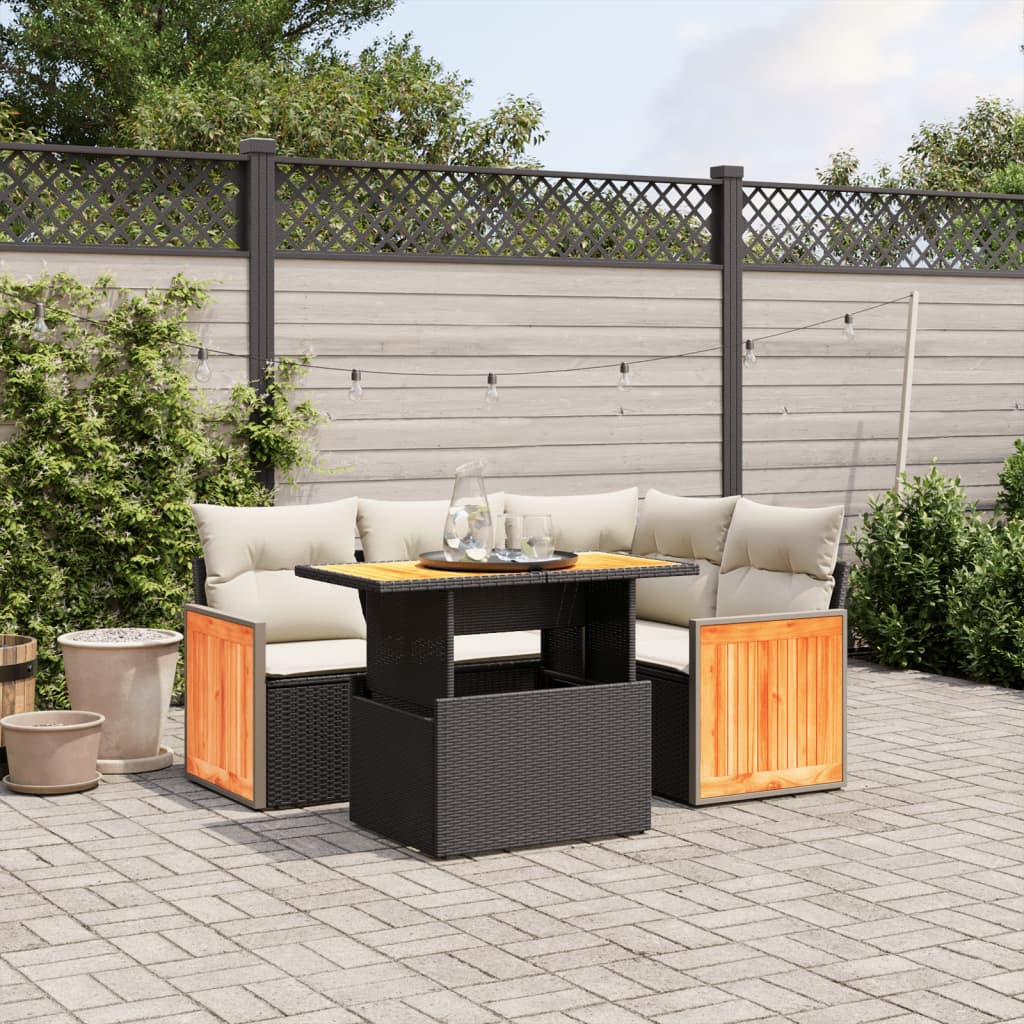 Set Mobilier De Grădină Cu Perne, 5 Piese, , Poliratan