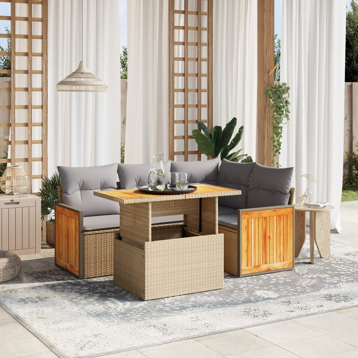Set Mobilier De Grădină Cu Perne, 5 Piese, , Poliratan