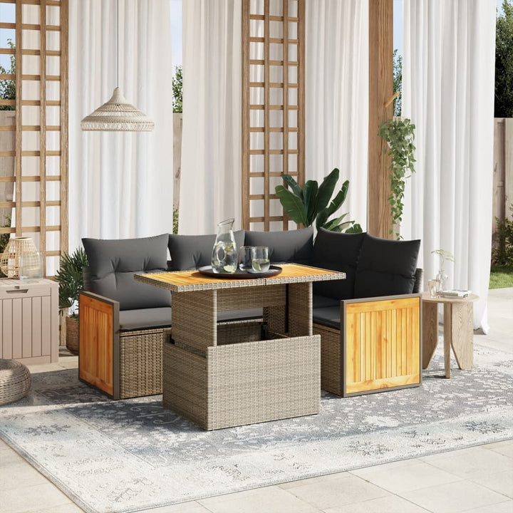 Set Mobilier De Grădină Cu Perne, 5 Piese, , Poliratan