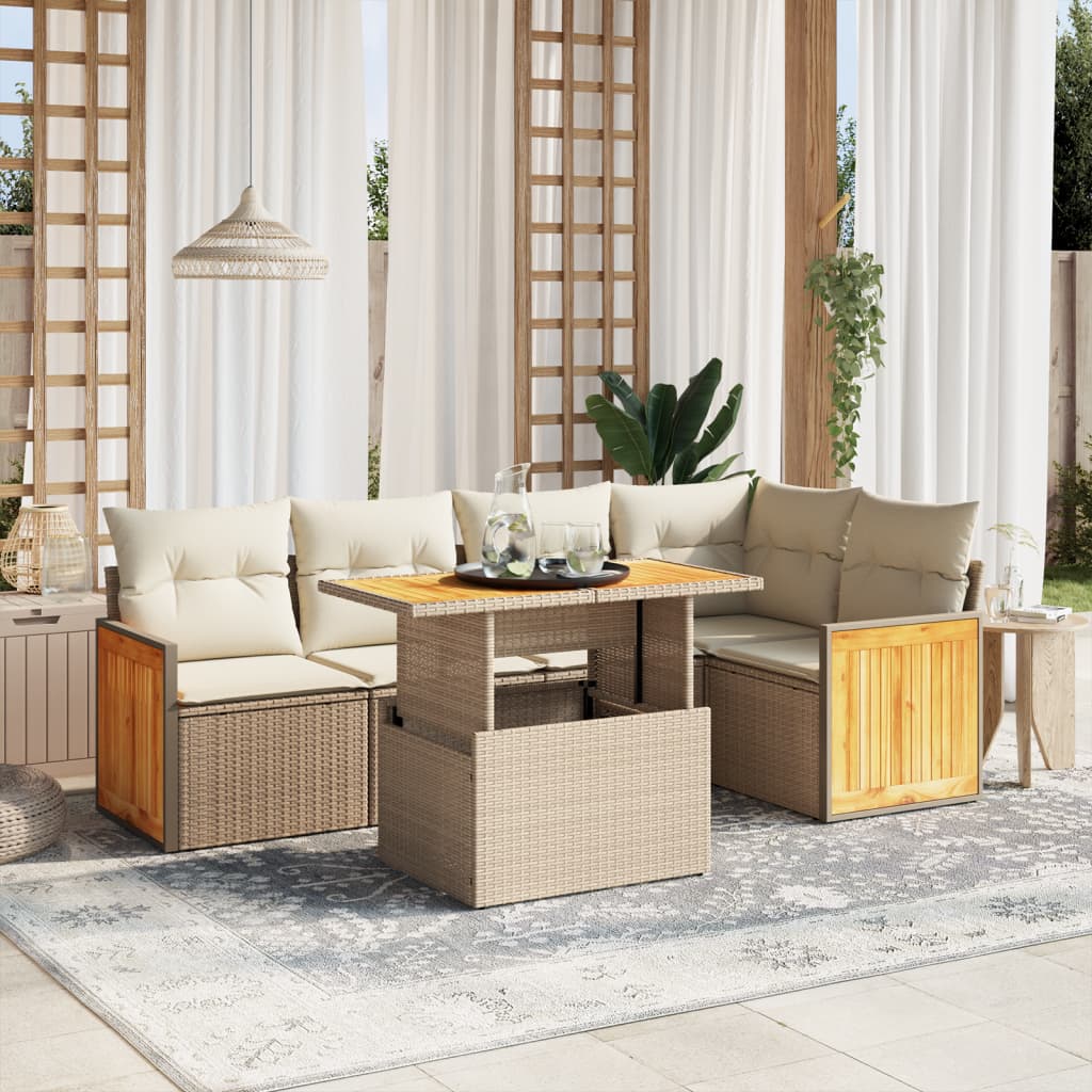 Set Mobilier De Grădină Cu Perne, 6 Piese, , Poliratan