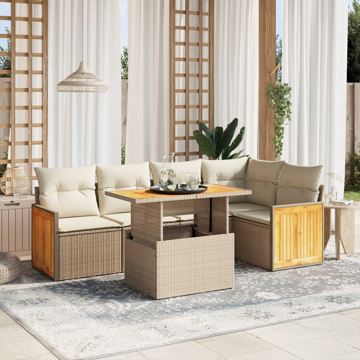 Set Mobilier De Grădină Cu Perne, 6 Piese, , Poliratan