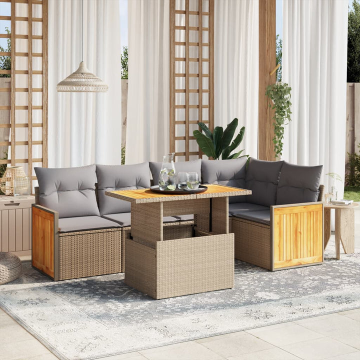 Set Mobilier De Grădină Cu Perne, 6 Piese, , Poliratan