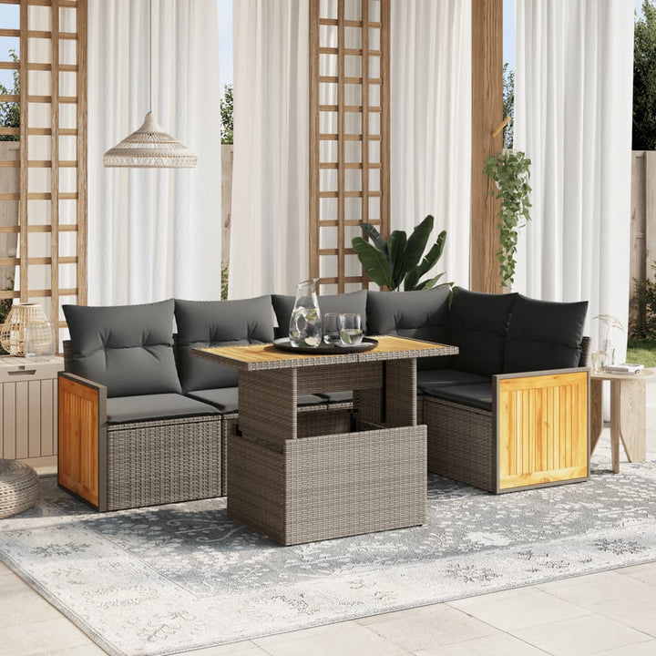Set Mobilier De Grădină Cu Perne, 6 Piese, , Poliratan