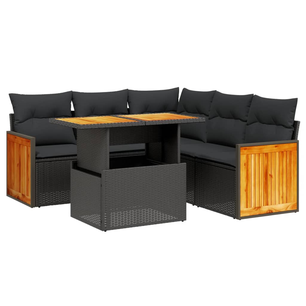 Set Mobilier De Grădină Cu Perne, 6 Piese, , Poliratan
