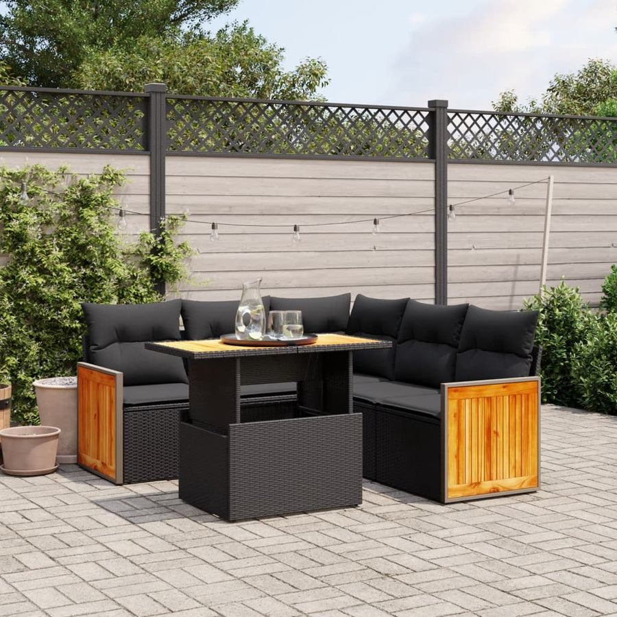 Set Mobilier De Grădină Cu Perne, 6 Piese, , Poliratan