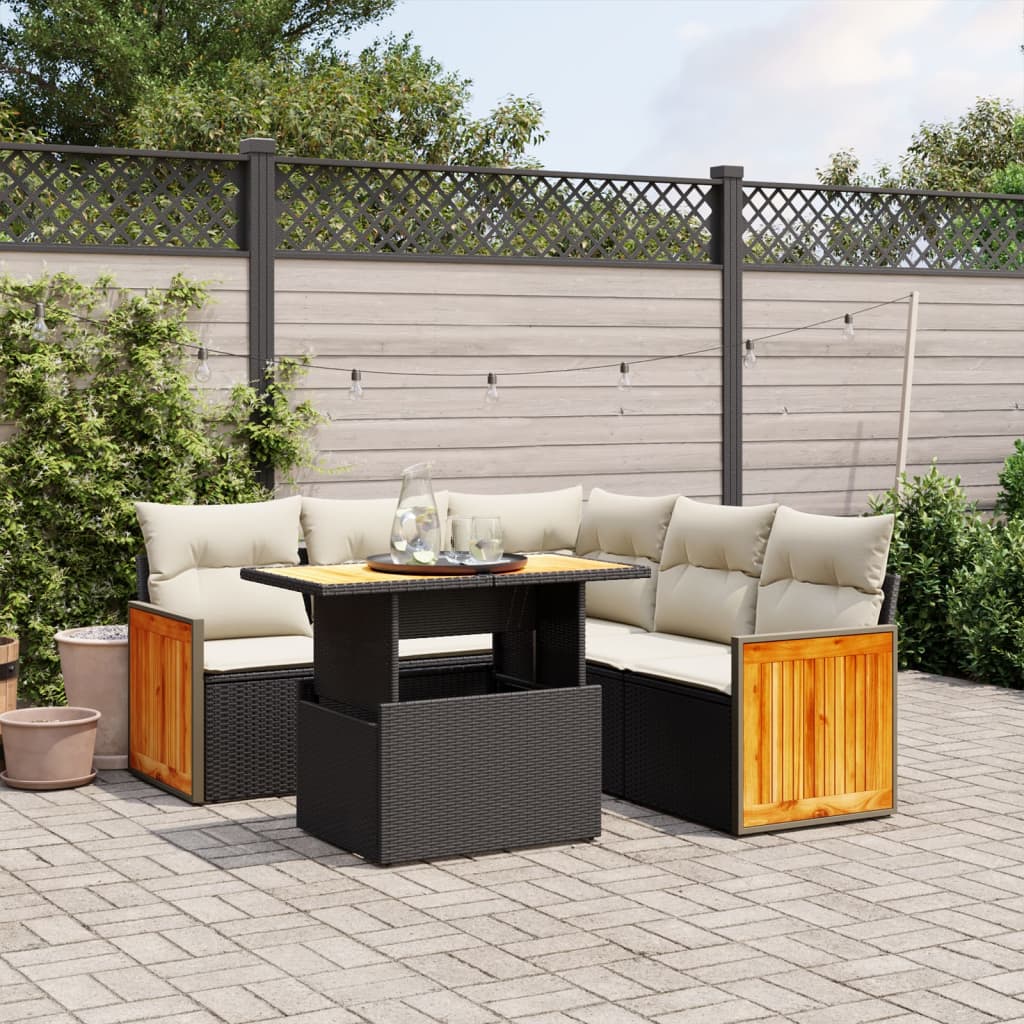 Set Mobilier De Grădină Cu Perne, 6 Piese, , Poliratan