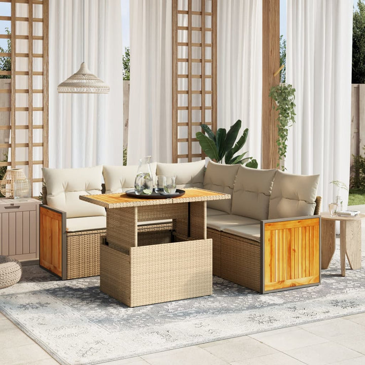 Set Mobilier De Grădină Cu Perne, 6 Piese, , Poliratan