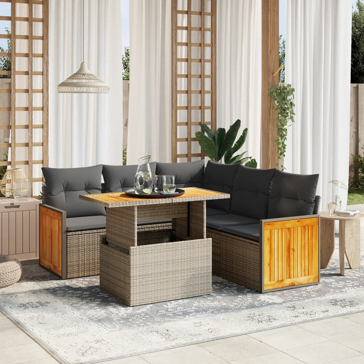 Set Mobilier De Grădină Cu Perne, 6 Piese, , Poliratan