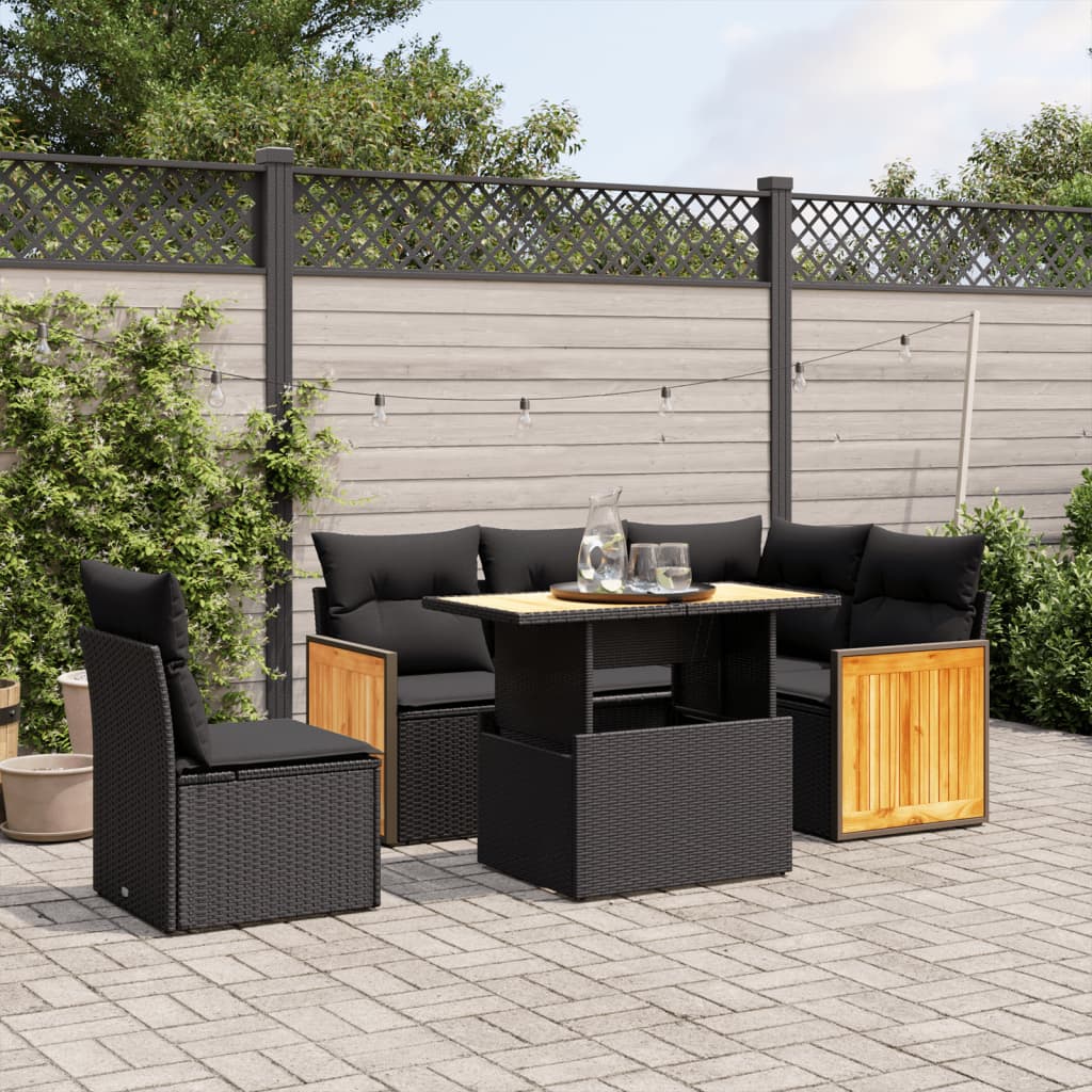Set Canapele De Grădină Cu Perne, 6 Piese, Bej, Poliratan