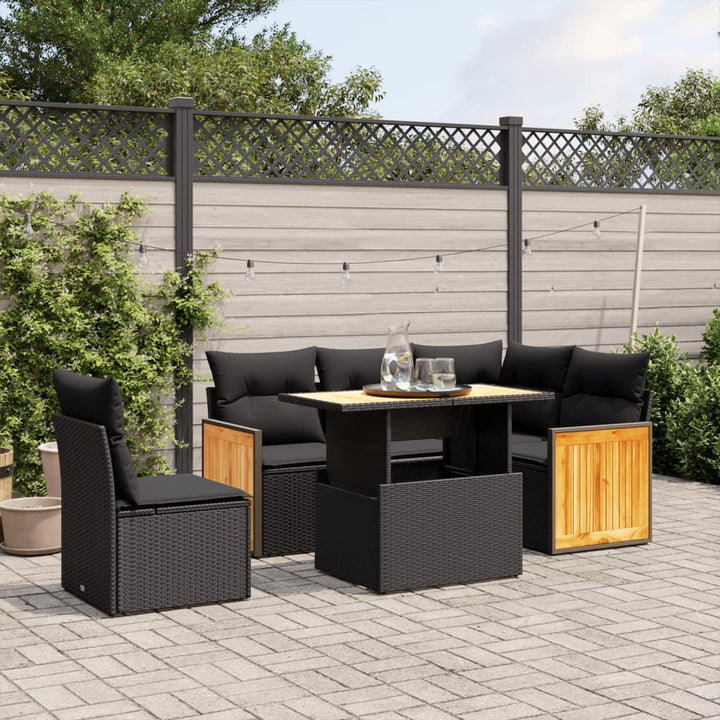 Set Canapele De Grădină Cu Perne, 6 Piese, Bej, Poliratan