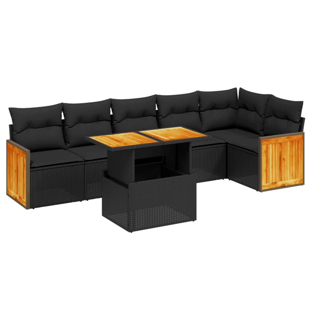 Set Canapele De Grădină Cu Perne, 7 Piese, , Poliratan