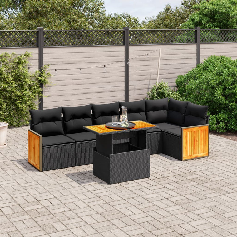 Set Canapele De Grădină Cu Perne, 7 Piese, , Poliratan