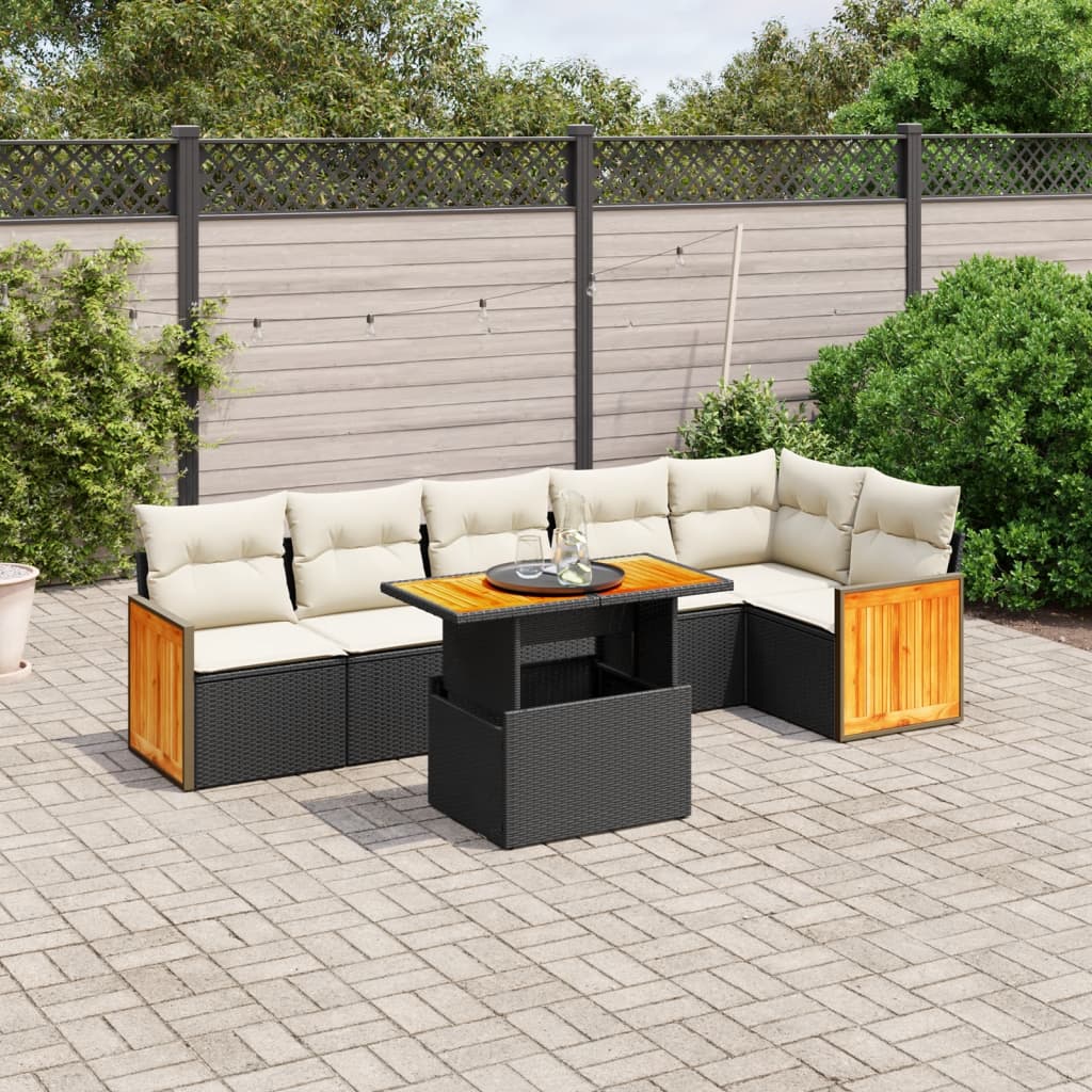 Set Canapele De Grădină Cu Perne, 7 Piese, , Poliratan