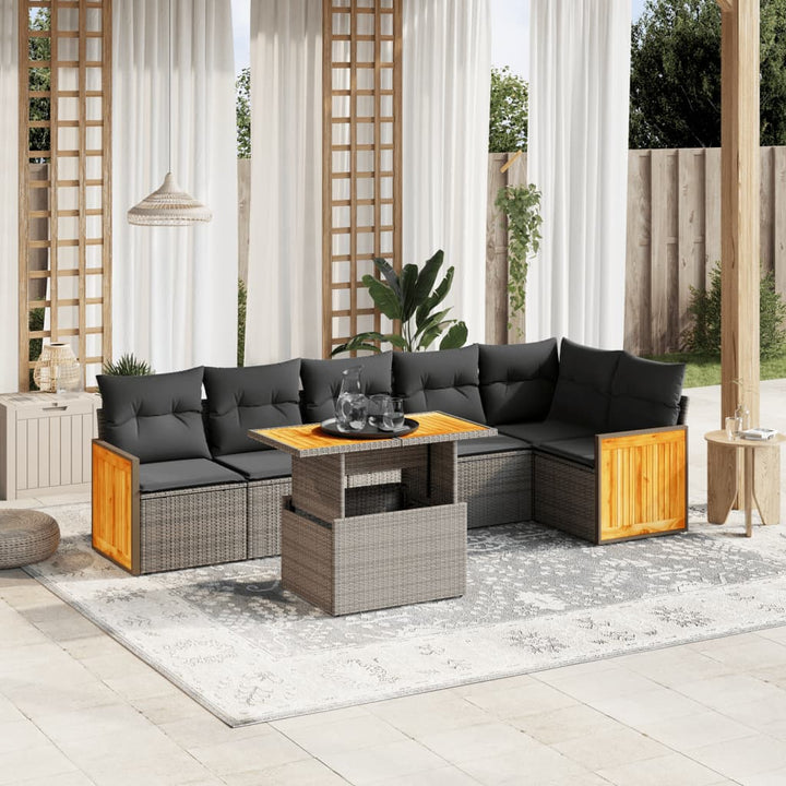 Set Canapele De Grădină Cu Perne, 7 Piese, , Poliratan