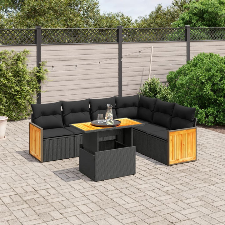 Set Canapele De Grădină, 7 Piese, Cu Perne, , Poliratan