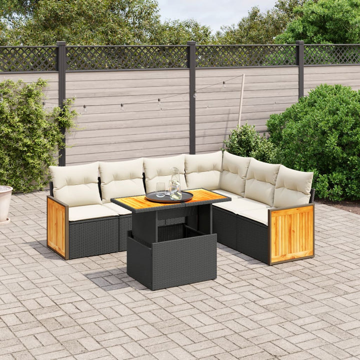Set Canapele De Grădină, 7 Piese, Cu Perne, , Poliratan