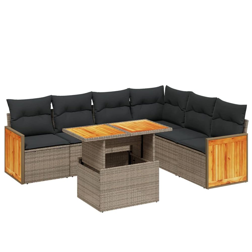 Set Canapele De Grădină, 7 Piese, Cu Perne, , Poliratan