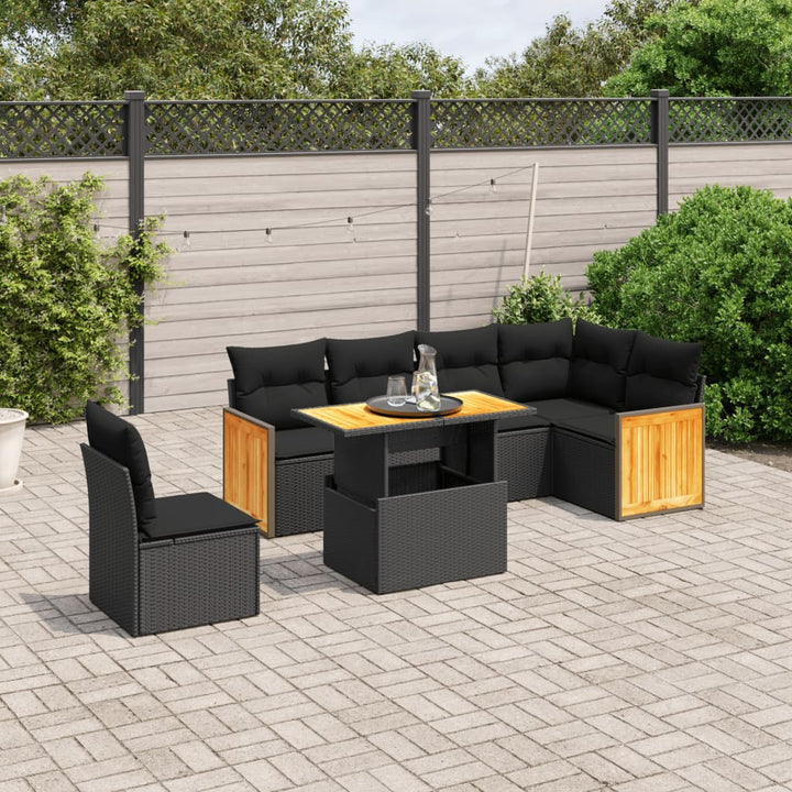Set Canapele De Grădină, 7 Piese, Cu Perne, , Poliratan