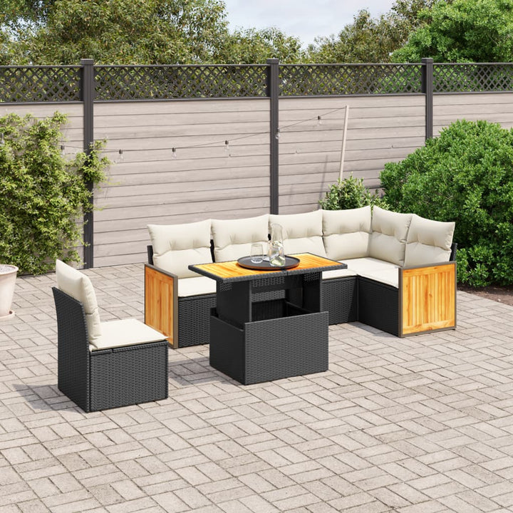 Set Canapele De Grădină, 7 Piese, Cu Perne, , Poliratan