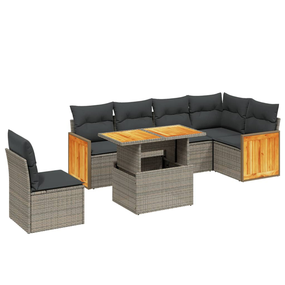 Set Canapele De Grădină, 7 Piese, Cu Perne, , Poliratan