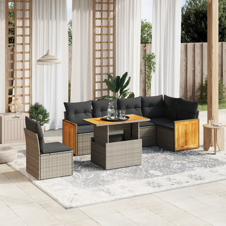 Set Canapele De Grădină, 7 Piese, Cu Perne, , Poliratan