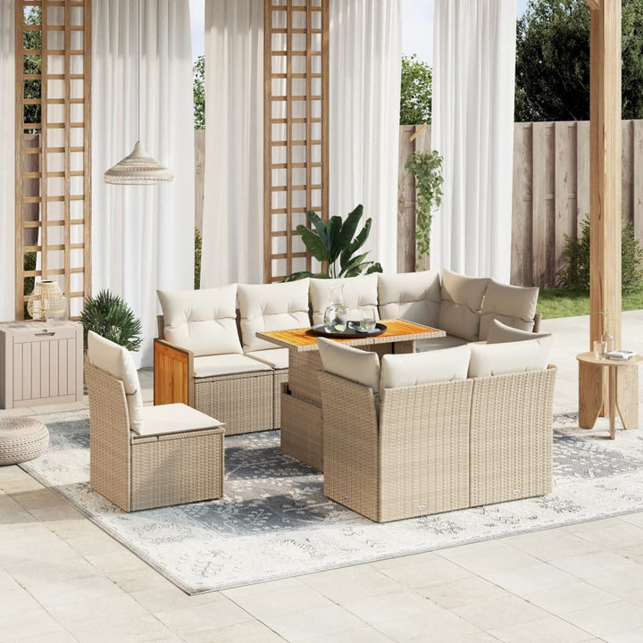 Set Mobilier De Grădină Cu Perne, 9 Piese, Negru, Poliratan