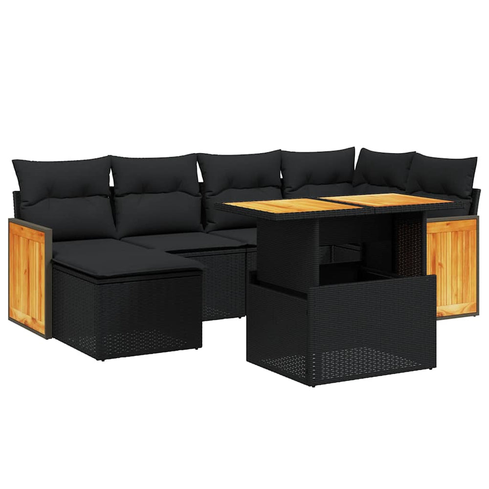 Set Canapele De Grădină Cu Perne, 7 Piese, , Poliratan