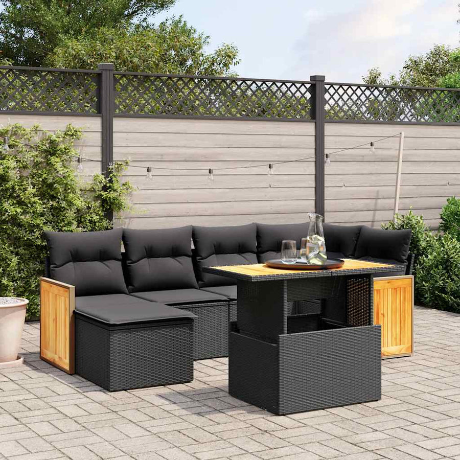 Set Canapele De Grădină Cu Perne, 7 Piese, , Poliratan