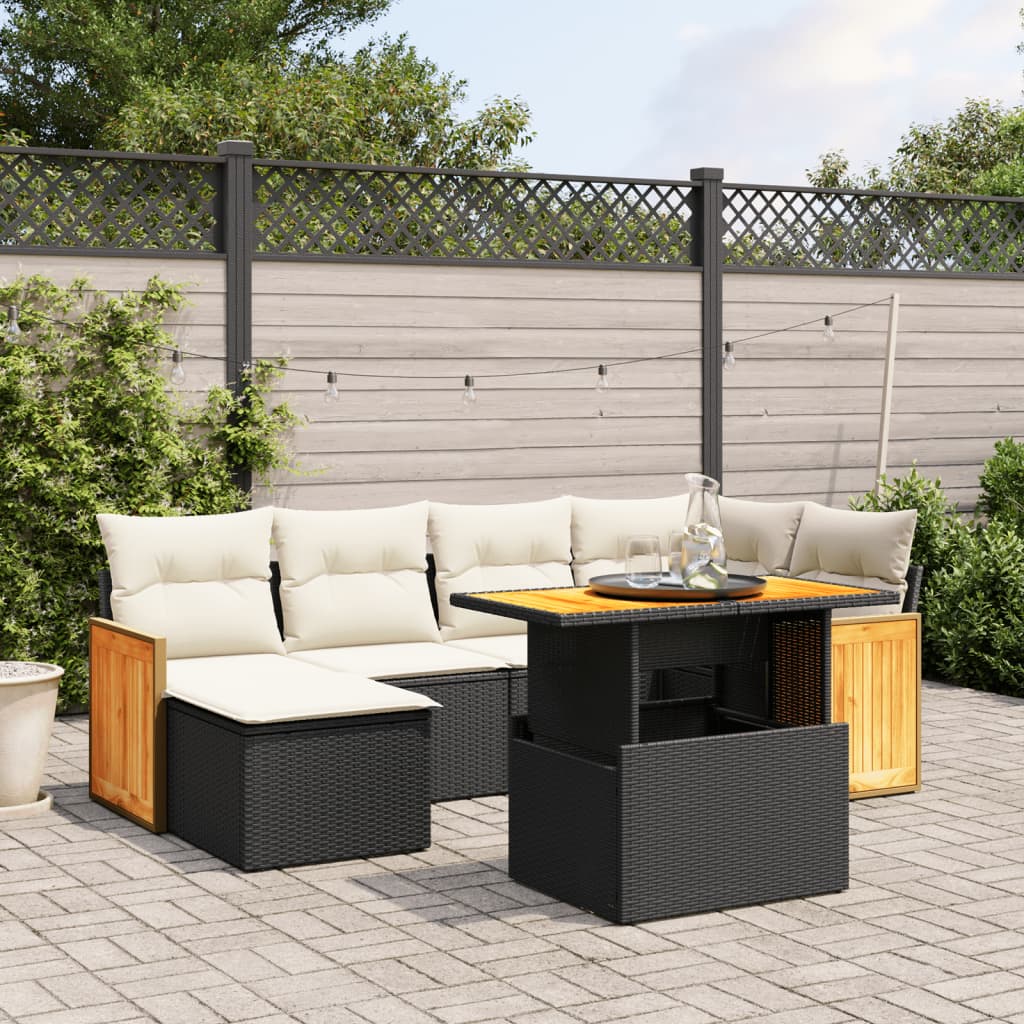 Set Canapele De Grădină Cu Perne, 7 Piese, , Poliratan