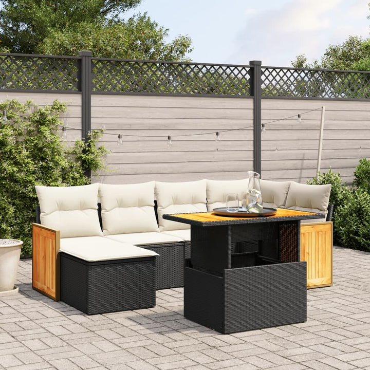 Set Canapele De Grădină Cu Perne, 7 Piese, , Poliratan