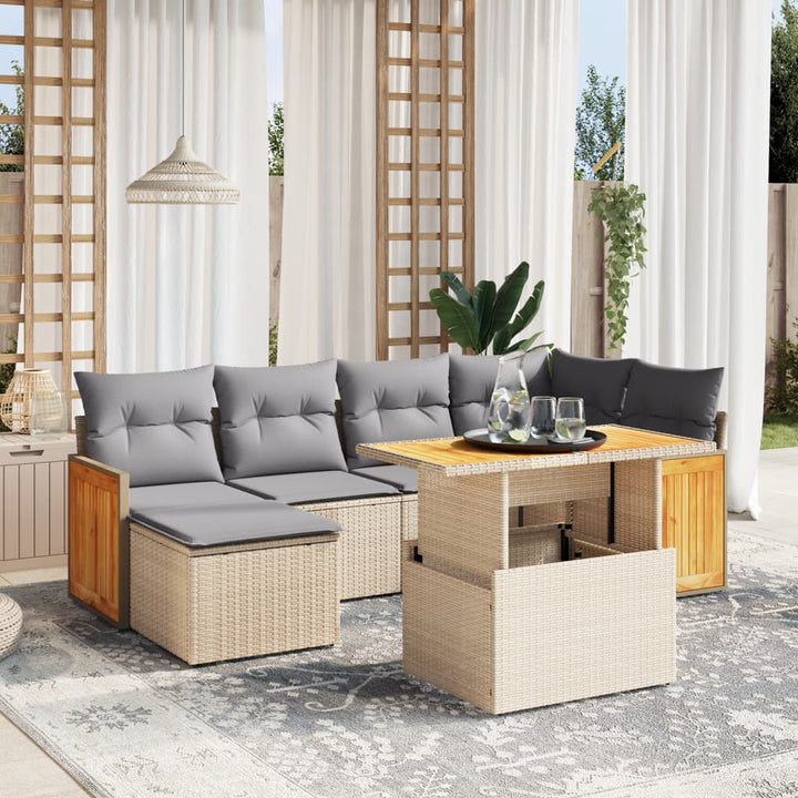Set Canapele De Grădină Cu Perne, 7 Piese, , Poliratan