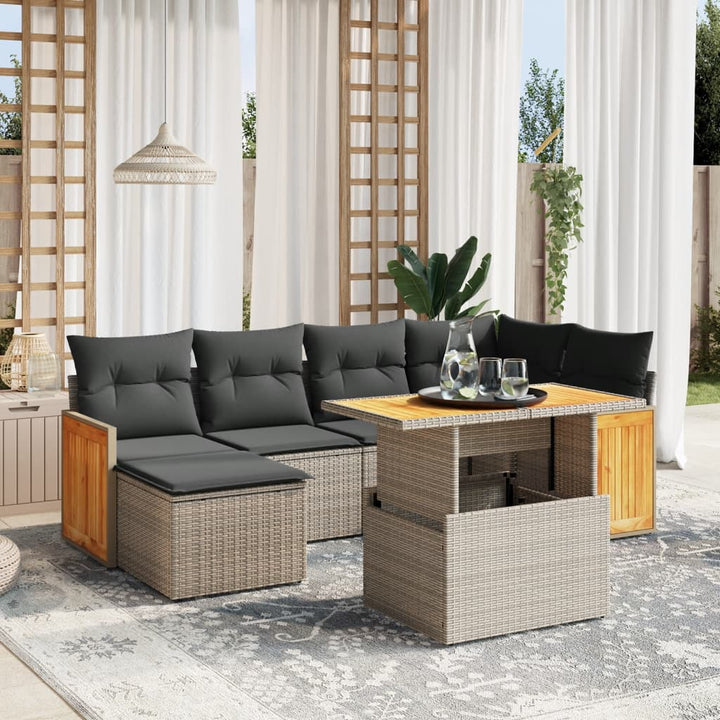 Set Canapele De Grădină Cu Perne, 7 Piese, , Poliratan