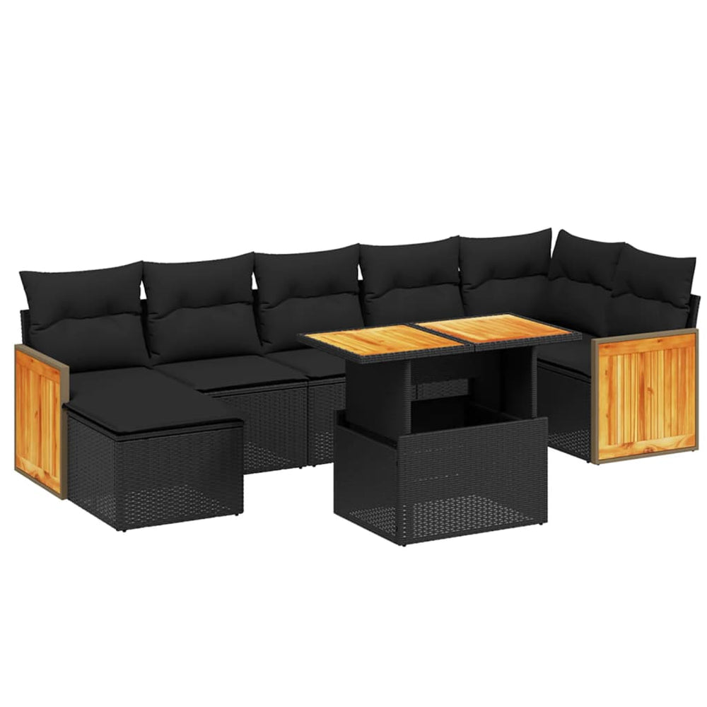 Set Mobilier De Grădină Cu Perne, 8 Piese, , Poliratan