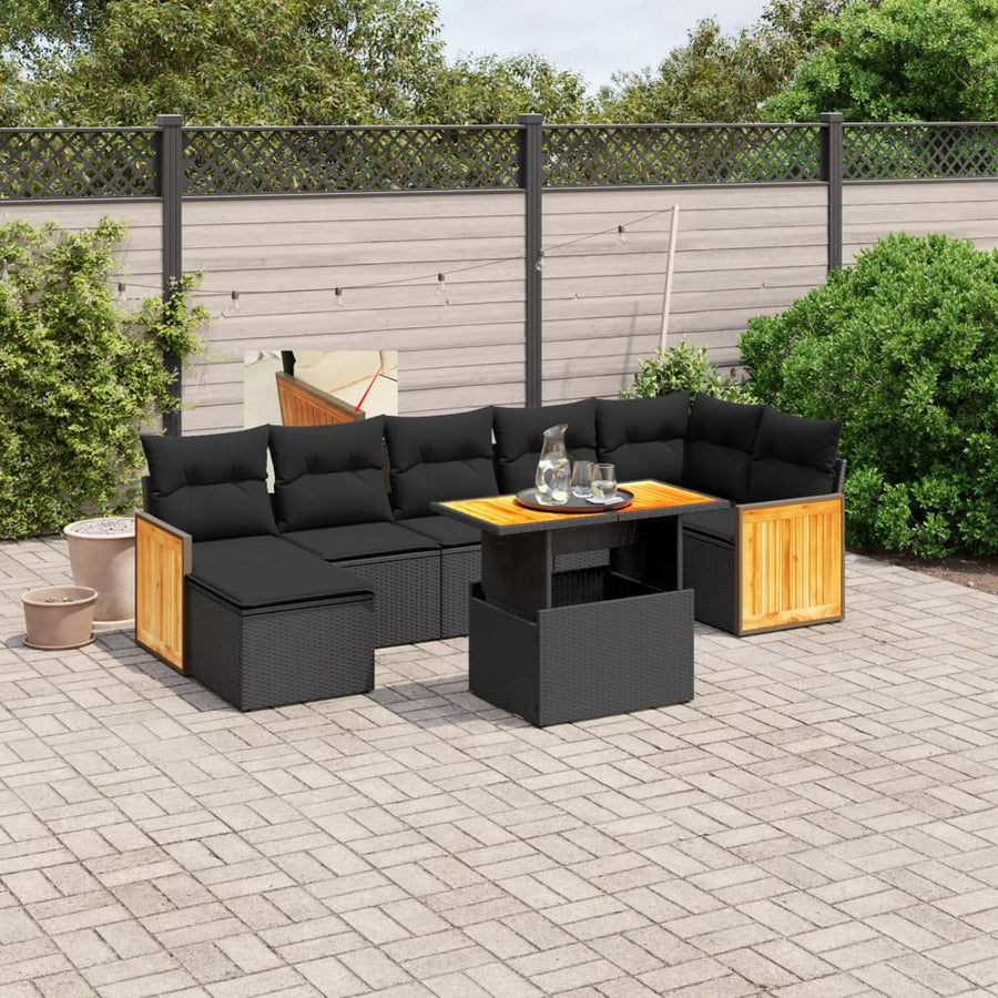 Set Mobilier De Grădină Cu Perne, 8 Piese, , Poliratan