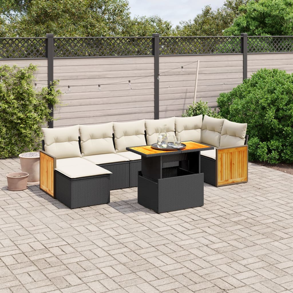 Set Mobilier De Grădină Cu Perne, 8 Piese, , Poliratan